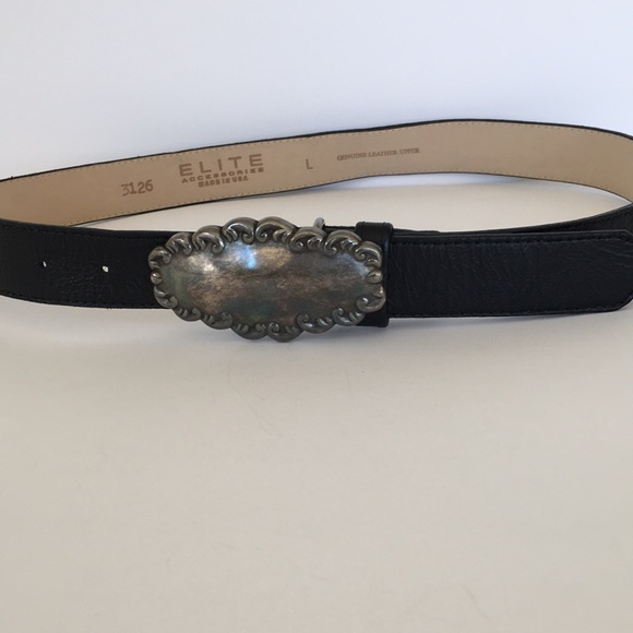 Elite Accessories Black Leather Belt Sz 29”- 31” - Picture 3 of 6